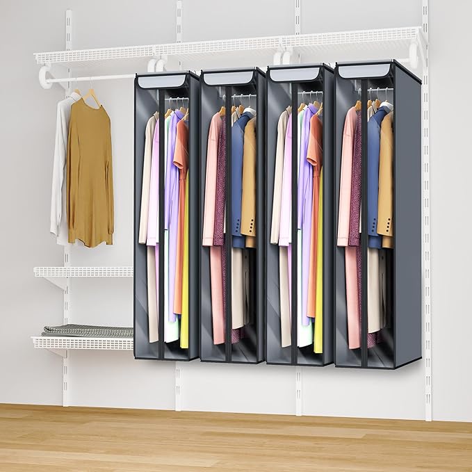 Univivi Garment Bags for Hanging Clothes 50", Hanging Garment Bags for Closet Storage with Large Clear Window, Garment Storage Bags for Suits, Coats, Dresses, 2 Pack