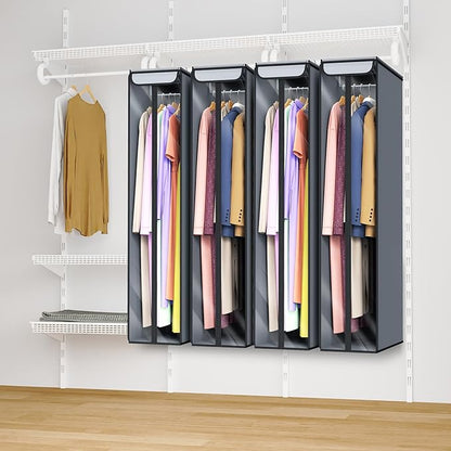 Univivi Garment Bags for Hanging Clothes 50", Hanging Garment Bags for Closet Storage with Large Clear Window, Garment Storage Bags for Suits, Coats, Dresses, 2 Pack