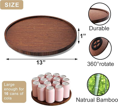 VERTORGAN Lazy Susan Organizer for Kitchen,Bamboo Turntable for Cabinet,Pantry,Vanity,Large（Brown）