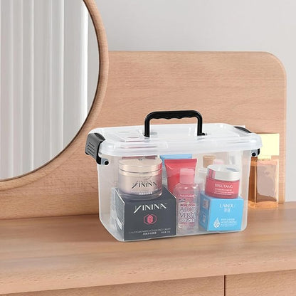 6-Pack 5 Quart Clear Plastic Storage Box, Small Latching Storage Bin with Handle