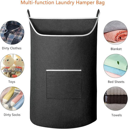 SAVERHO Black Hanging Laundry Hamper Bag, XL Door Hanging Hamper with Large Openging Laundry Hamper Storage Bag Large Size 36X22 Inch (Black)