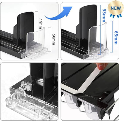 Soda organizer for Fridge, Automatic Push Drink Organizer for Refrigerator - Adjustable Width (Holds 15 Cans), Durable Beer & Drink Dispenser with Self-Pushing Glide System, Black