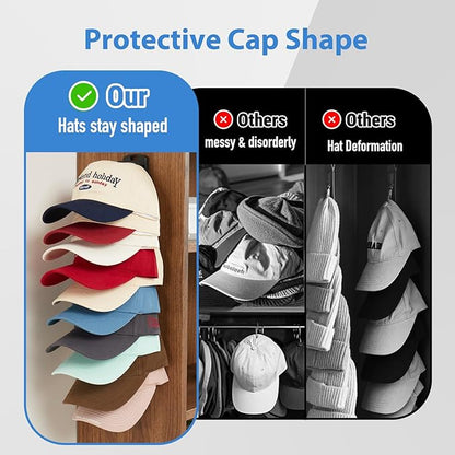 MACOPRO Hat Organizer for Baseball Caps for wall,2 Pack Cap Racks, Rack Hanger Storage Display Holder Hooks Stand for Closet Door,Hold Up to 40 Hats