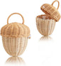 Handmade Wicker Rattan Mushroom-Shaped Storage Basket for Outdoor, Kids, Decor, Photography Props (Acorn-Shaped)