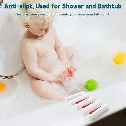 Silicone Soap Dish,Self Draining Soap Holder Perfect for Shower,Bathroom Sink,Kitchen Sink & Travel,Non-Slip Bar Soap Holder Extend Soap Life,Keep Soap Bars Dry & Easy Cleaning White-1Pcs