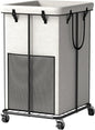 150L Large Laundry Basket with Wheels, Rolling Laundry Hamper with Removable Laundry Bag & Metal Frame, Oxford Fabric Dirty Clothes Hampers for Bedroom, Laundry Room, Bathroom, Dorm(White)