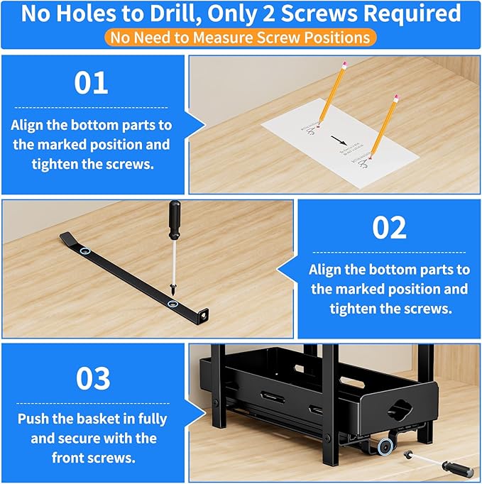 BOIVSHI Pull Out Spice Rack Organizer, 2-Tier Vertical Spice Rack, Height Adjustable for Kitchen Cabinet (5.3''Wx10.8''Dx9.2''H, Metal Black)