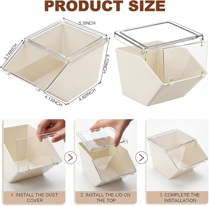 Yerliker 4 Pcs Clear Plastic Storage Bins with Lids Large Stackable Pantry Storage Organizer Bins Kitchen Organization Cabinet Organizers Ideal Containers for Fridge, Kitchen, Cabinets (White)
