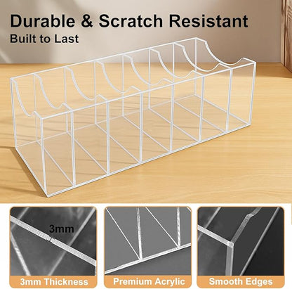 Belt Organizer Storage for Closet, Acrylic Belt Holder Box with 7 Compartments for Drawer, Clear Tie Display Case for Men Women, Home Organization
