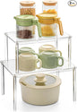 Bobomoment Acrylic Cabinet Organizer, Set of 2 Shelf Organizer, Spice Rack Organizer for Cabinet, Desk Countertop Organizer, Stackable Shelves for Pantry Kitchen Storage and Organization