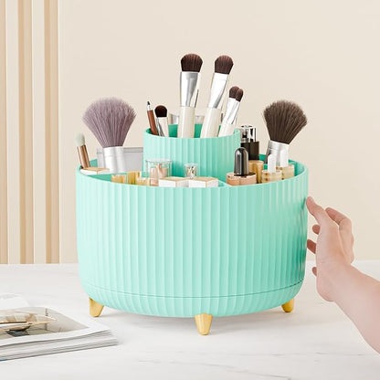 fanado 360° Rotate Makeup Brush Holder Organizer, Makeup Organizers Countertop, Makeup organization and Skincare Storage for Vanity, Desktop, Bathroom (Mint Green)
