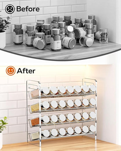 Nieifi Transparent Spice Rack Rustproof,without Seasoning Jars,4-Tier ABS Plastic Spice Rack Organizer for Cabinet and Countertop,Thickened Corrosion-Resistant-Tiered Kitchen Accessories