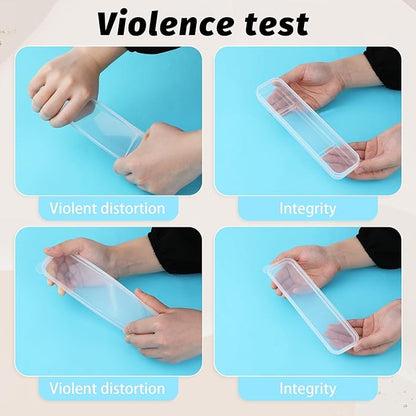 Tucnoeu 2pcs Clear Portable Flatware Box, Utensil Holder for Lunch Box, Simple Tableware Storage Box Spoon Case Fork Holder Chopstick Case