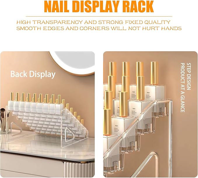 Acrylic Nail Polish Organizer Rack,7-Tier Nail Polish Holder Stand, 2 Pack Storage Holder Stand,Sunglass Organizer, Essential Oils Storage Shelf, Holds Up to 84 Bottles