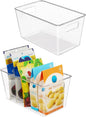Vtopmart Clear Plastic Storage Bins, 2 PCS Pantry Organizer Bins with Handle for Refrigerator, Fridge, Cabinet, Kitchen, Countertops, Cupboard, Freezer Organization and Storage, Medium