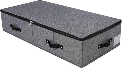 AMJ Extra Length Under Bed Storage Organization Containers for Shoes, Clothing, Bedding, 35.5 x 16.5 x 7“, Black Gray