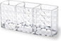 MOSIKER Makeup Brush Holder for Vanity,Acrylic Clear Small Compact Nail Hair Lip Liner Brush Pen Organizer with 3 Slots