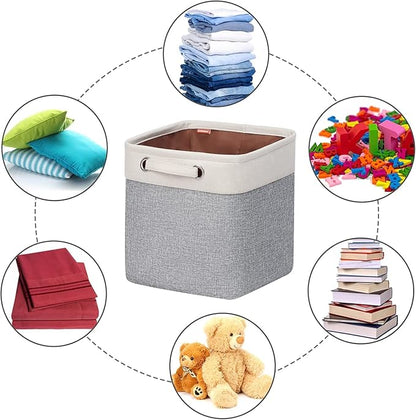 Cube Storage Bins 10.5” x 10.5 x 11” Cloth Baskets for Storage with Handles Storage bins for Shelf, Closet, Office Organizer, Set of 6