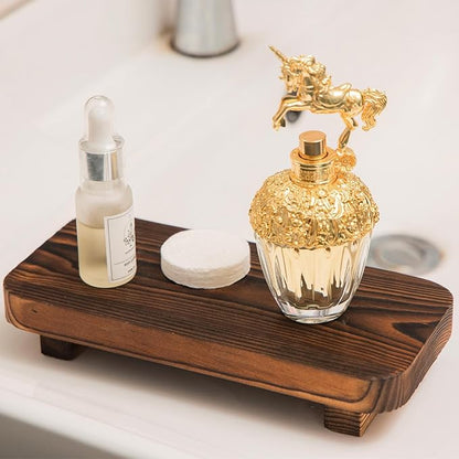 FLYIEE Wood Risers for Decor Display, Bathroom Counter Sink Decor, Dish Soap Tray Wood Tray for Kitchen Counter, Small Wooden Soap Stand, Wood Soap Pedestal, Soap Dispenser Stand Modern Farmhouse