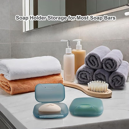Soap Holder Container, Vonpri Portable Bar Soap Saver Scrubber Case for Bathroom and Kitchen (Dark Blue)