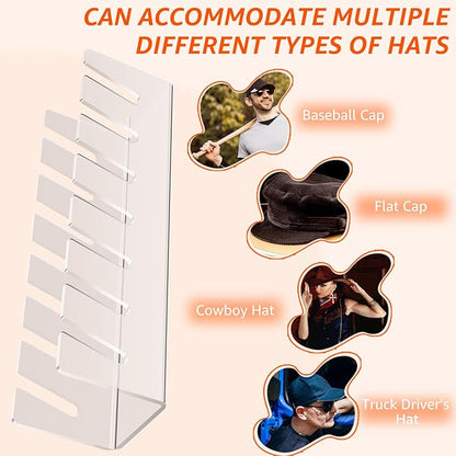 2pc Hat Organizer For Baseball Caps,No Install Basketball Cap Storage Rack,Accommodate 2x7 Baseball Caps,Acrylic Hat Display Rack Hat Rack Hat Storage In Cloakroom/Wardrobe/Bedroom/Dressing Table