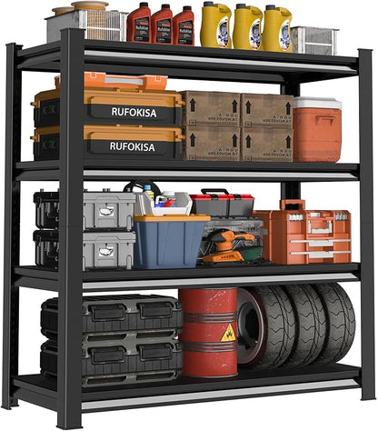 40in Wide Garage Shelving Heavy Duty，2000lbs Large Loads Adjustable Garage Storage Shelves,All Metal Storage Racks and Utility Rack Shelves, 40”W x 16”D x 72”H (Black)
