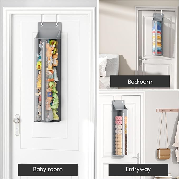 Homsorout Hat Rack for Door and Closet – Large Capacity Hanging Hat Rack Organizer Holds 30-35 Caps, Over the Door Hat Storage Organizer for Bedroom, Entrance or Dorm, 1 Pack, Grey