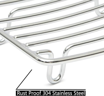 Bar Soap Dish Holder for Shower Bathroom Stainless Steel Rust Proof Self Draining with White Soap Saver Pad