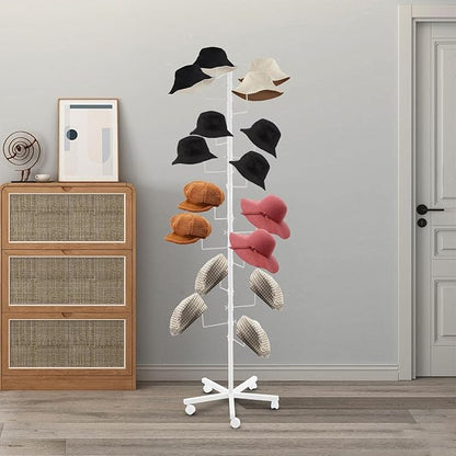 Freestanding Hat Rack - Hat Display Rack - Modern Large Freestanding Hat Rack Stand - Hat Display Stand for Cloakrooms, Entrances, Bedrooms, Clothing Stores, Trade Exhibitions (White)
