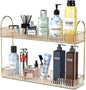 GTI Narrow Bathroom Organizers and Storage, 2 Tier Rectangle Makeup Counter Organizer, Perfume Cosmetics Skincare Vanity Organizers, Dresser Countertop Organizer for Women (Gold)