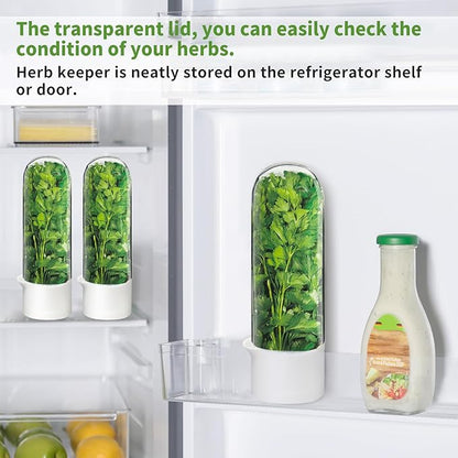 Herb Keeper for Refrigerator, Herb Saver for Refrigerator, Vegetable Preservation Bottle for Cilantro, Mint, Parsley, Asparagus, Keeps Greens Fresh for 2-3 Weeks (4PCS)
