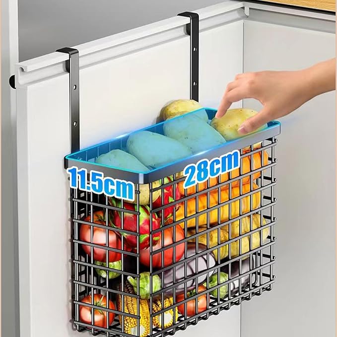 Over The Cabinet Door Organiser Storage Basket with Adjustable Heights for Kitchen and Bathroom Home Organization Tool