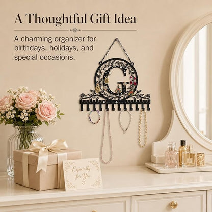 Wall-Mounted Metal Earring Holder Hanging Jewelry Organizer for Earrings and Necklaces Space-Saving Wall Display with Hooks for Jewelry Storage (jewelry stand G)