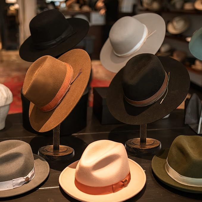 Freestanding Hat Stand, Tabletop Hat Rack, Wood Display Stand Holder for Caps and Wigs (Antique Brown)(One Piece)