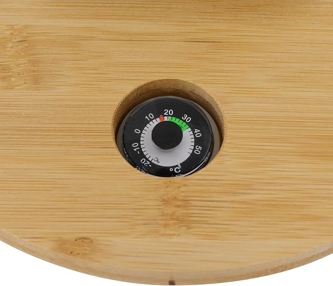 DYNAMI 8L/2.1Gal Glass Rice Storage Container with Airtight Lid,Glass Grain Container with Wood Stand and Thermometer,for Kitchen Organization Pantry Store