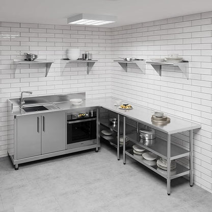 AmGood 12 in. x 24 in. Stainless Steel Wall Shelf | NSF | Metal Shelving | Garage, Laundry, Storage, Utility Room | Restaurant, Commercial Kitchen