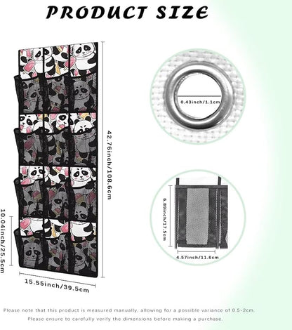 ZUXONGSY12 Pockets Over The Door Organizer Cartoon Pandas Behind Door Shoe Organizer for BedRoomEasy to Install Wall Hanging Storage for Living Room