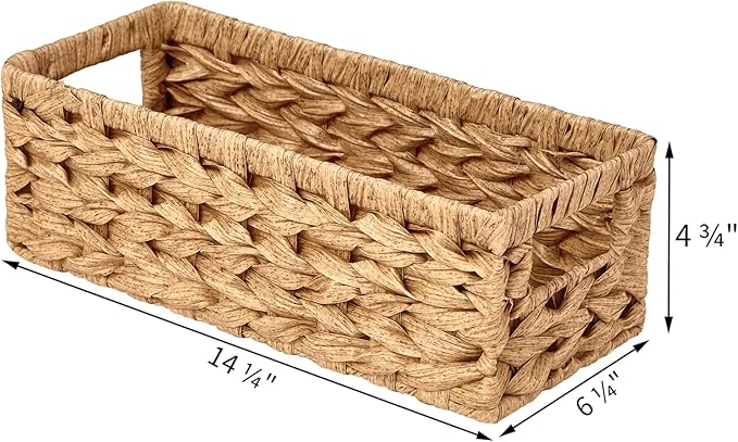 Vagusicc Wicker Storage Basket, Wicker Baskets with Handles, Toilet Paper Basket for Toilet Tank Top, Small Wicke Baskets for Organizing Shelves, 2-Pack