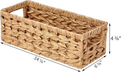 Vagusicc Wicker Storage Basket, Wicker Baskets with Handles, Toilet Paper Basket for Toilet Tank Top, Small Wicke Baskets for Organizing Shelves, 2-Pack
