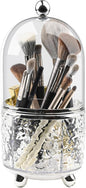 Makeup Brush Holder with Lid Cosmetic Tools Organizer 360 Rotating Make up Brushes Storage for Vanity, Waterproof & Dustproof (Clear)