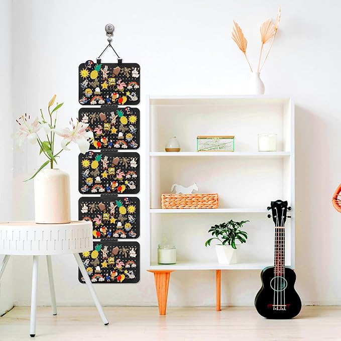 Hanging Enamel Lapel Pin Organizer with 5 Loose-leaf Board Pieces, Removable Hanging Brooch Pin Storage Display Pages, Enamel Pin Display Panels for at Least 210 Pins (Removable)