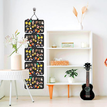 Hanging Enamel Lapel Pin Organizer with 5 Loose-leaf Board Pieces, Removable Hanging Brooch Pin Storage Display Pages, Enamel Pin Display Panels for at Least 210 Pins (Removable)