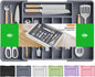 SpaceHacks Silverware Organizer，Adjustable & Expandable Utensil Drawer Organizer, BPA Free Utensil Holder, Cutlery Tray for Forks, Spoons, Knives in Kitchen, Large, Grey