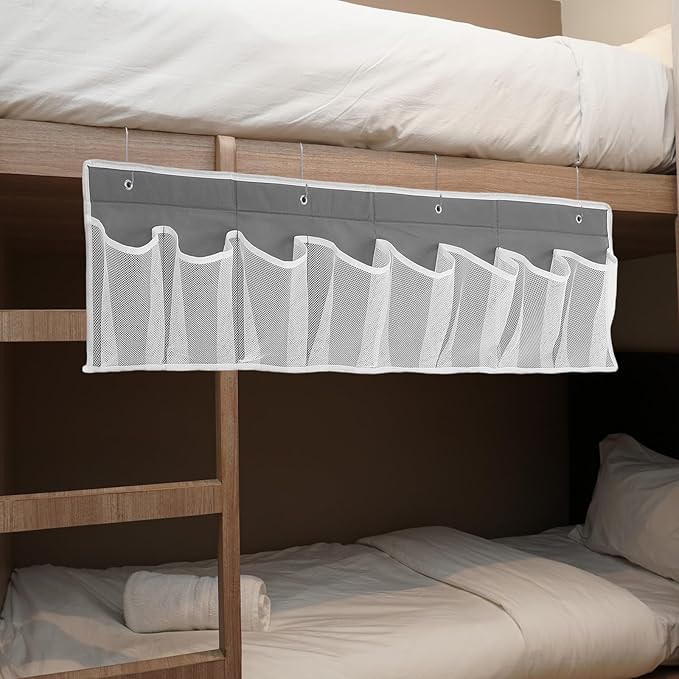 Outanaya Rv Shoe Storage Bedside Hanging Organizer with 8 Mesh Pockets Non-woven Fabric Hanging Shoe Rack for Camper and Caravan Gray Storage Pocket