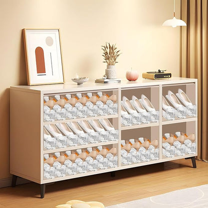 16 Pack Shoe Slots Organizer for Closet, Adjustable Shoe Stackers for a Pair of Shoes Shoe Rack Storage Shoe Space Saver 50% Shoe Shelf Display Holder for Closet