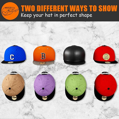 Niunuerga 16 Pack Adhesive Hat Hooks for Wall, Strong Hat Rack for Baseball Caps, Hat Organizer Display for Home Decor, Hat Hold Hanger for Wall, Door, Closet, No Drilling (Black)