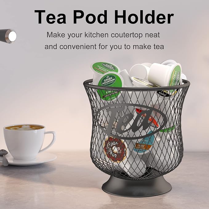 ITHSKUILL Tea Pod Holder, Sturdy K Cup Organizer, Large Capacity K Cup Storage for Keuring Espresso Capsule Coffee Creamer, Easy to Refill and Organize for Cafe Bar, Coffee Bar Decor