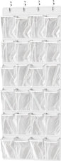 Simple Houseware 24 Pockets Large Clear Pockets Over The Door Hanging Shoe Organizer, White (56" x 22.5")