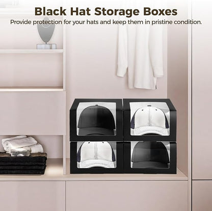 12 Pcs Cap Box with Window Display, Hat Storage Boxes, Sturdy Paper Hat Boxes, Display Boxes for Baseball Caps, Fold Packing Boxes for Home Storage, 7.9×7.9×4.7"