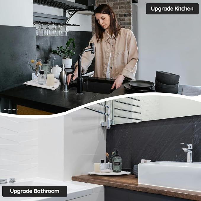 Segbeauty Quick Dry Stone Sink Tray, 9.85in Diatomaceous Water Absorbing Corner Sink Caddy, Fast Drying Stone Soap Tray Dish Sponge Holder Corner Counter Shelf Rack Drying Mat for Bathroom Kitchen